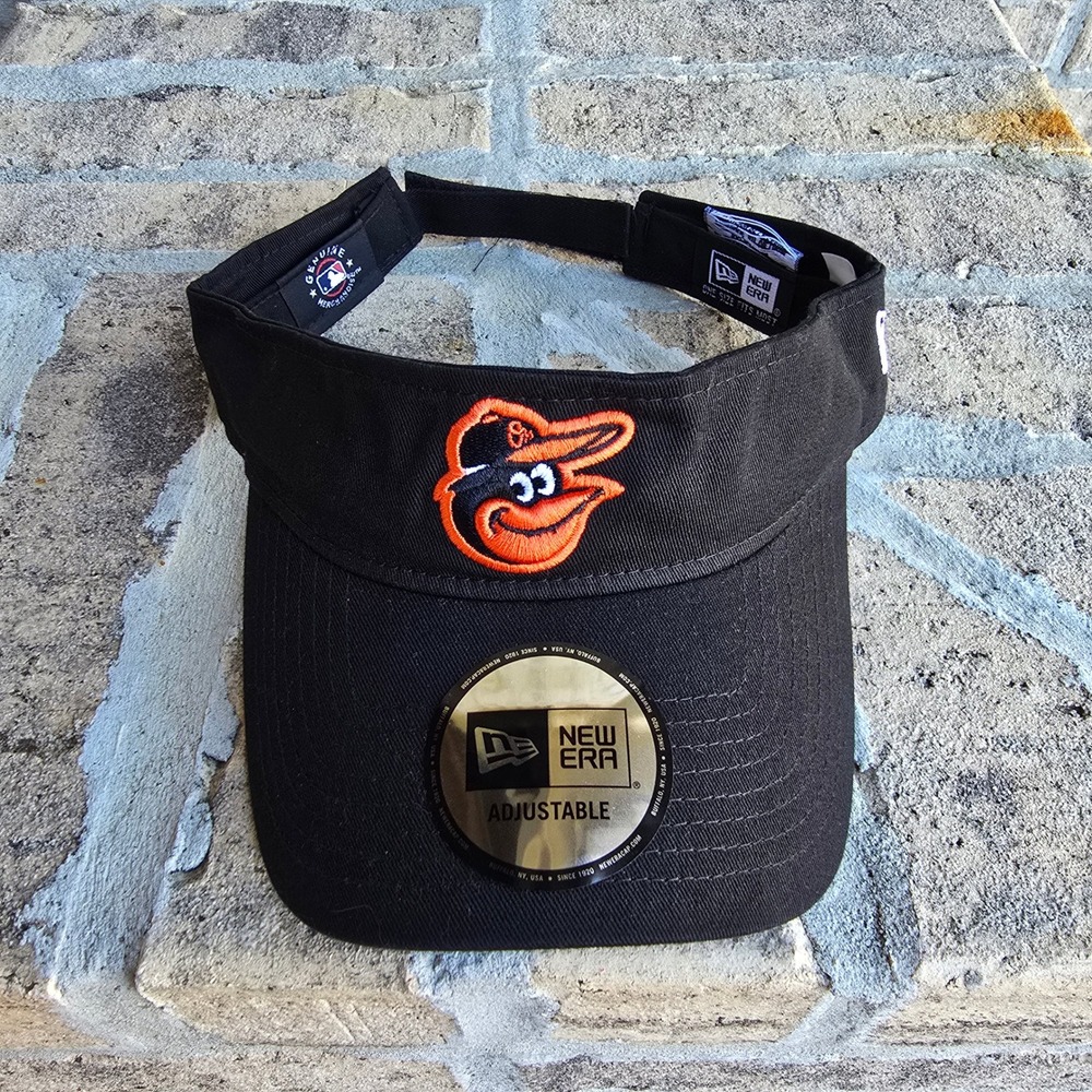 New Era Baltimore Orioles MLB Visor Black Adjustable Mens Hat Cartoon Bird Logo